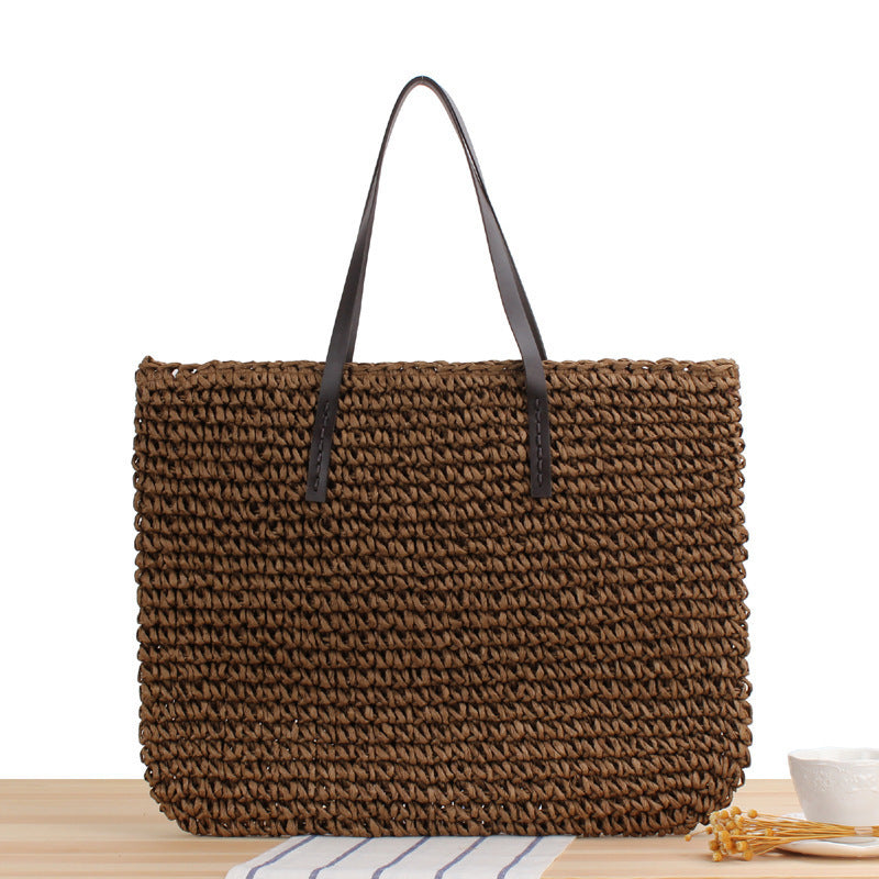Handtasche Aus Handgewebtem Naturmaterial mit Robusten Griffen Brehn