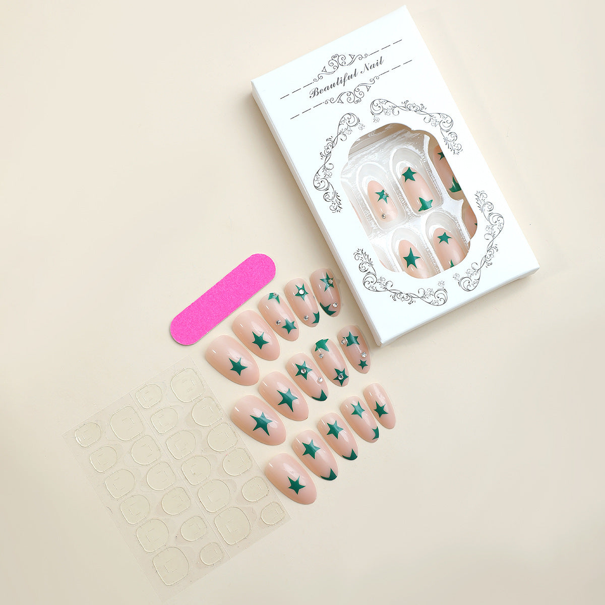 Dekoratives Press-On Nagelkunstset mit Sternmustern Brehn