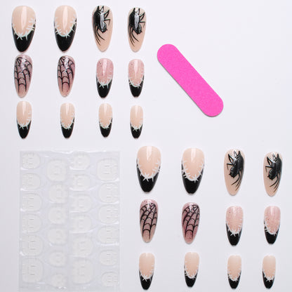 Kreatives Kunstnagelset mit Spinnen- und Netzdesign Brehn