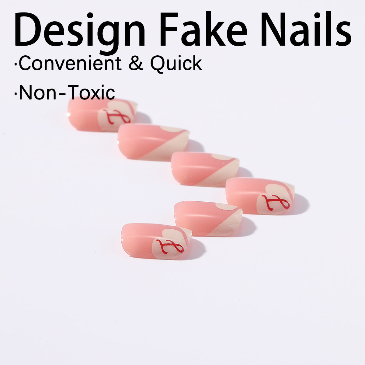Kunstnagelset mit eleganten French Spitzen und romantischen Herzmotiven Brehn