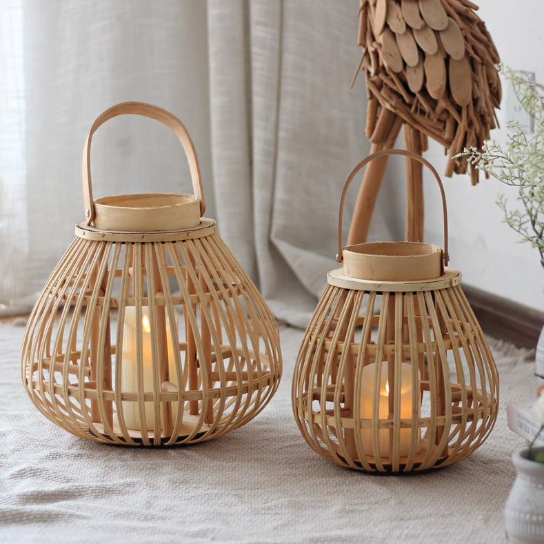 Handgefertigte Rattan-Laterne Brehn