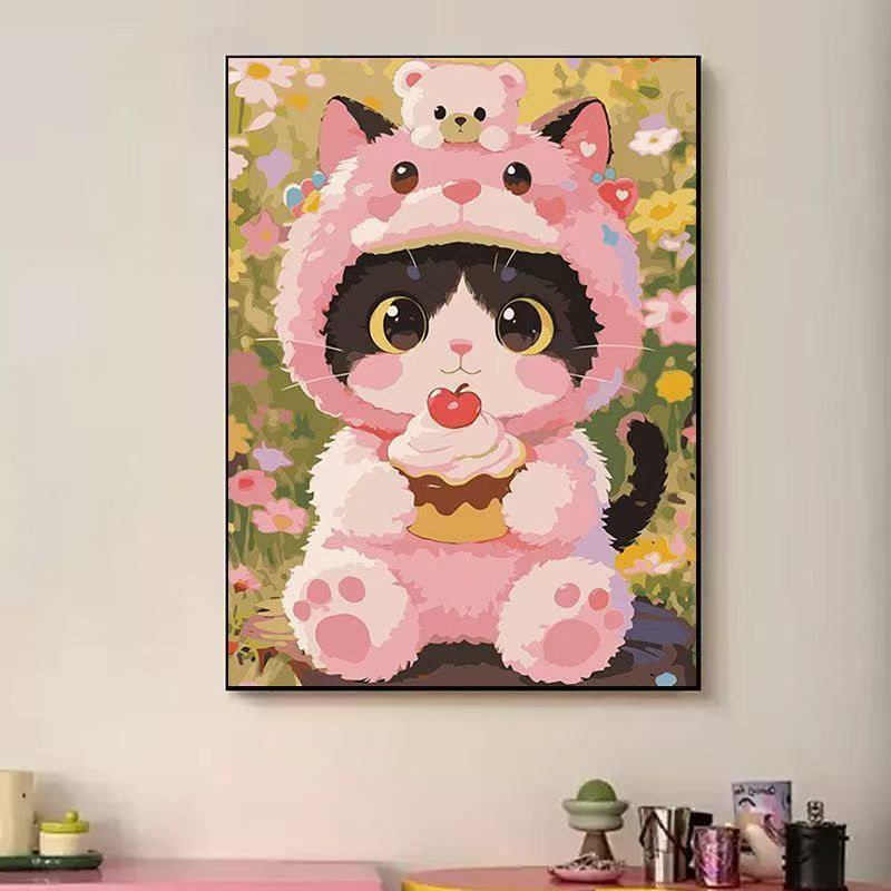 Verspielte katzenmotivierte Illustrationswandkunst Brehn