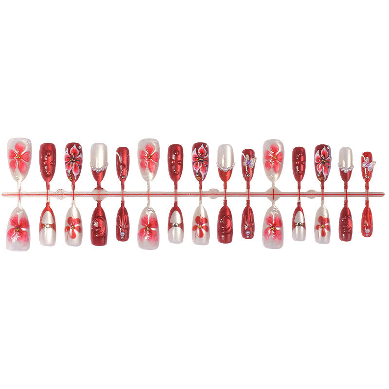 Florale Kunst Press-On Nagelset Brehn