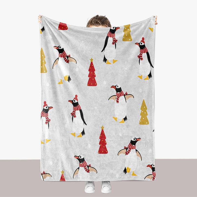 Pinguin-Themen-Plüsch-Wurfdecke