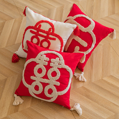 Gestopfter Loop-Monogram-Fransen-Eck-Dekokissen