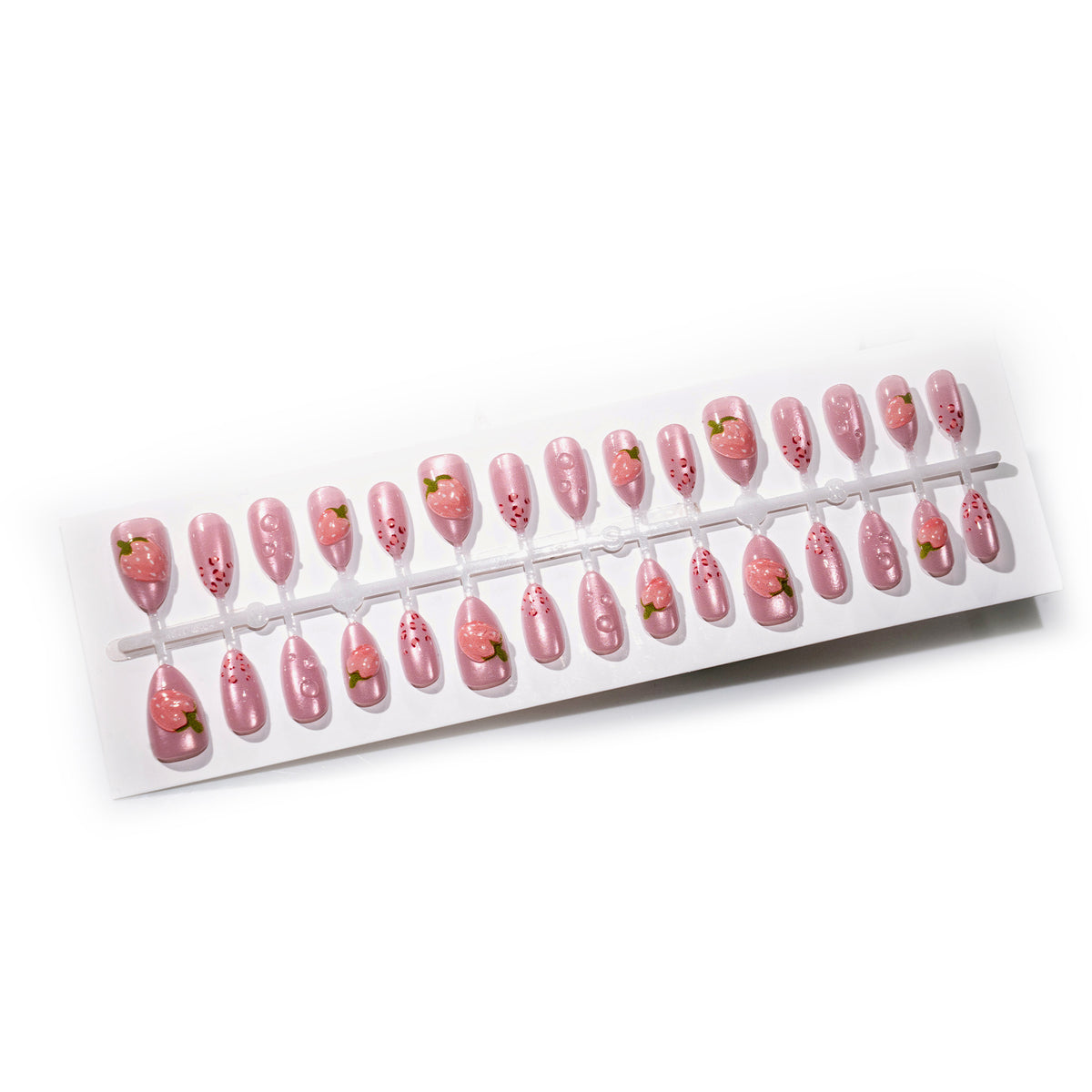 Künstlerische von Erdbeeren inspirierte Press-On Nagelkunst Brehn