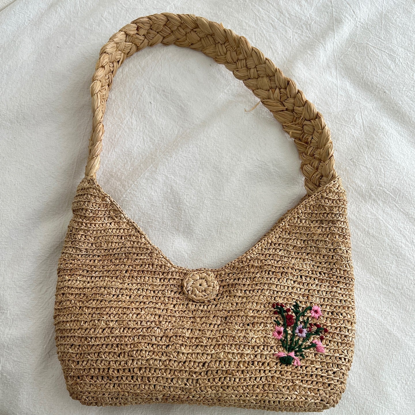 Handgefertigte Stricktasche mit Floralem Design Brehn