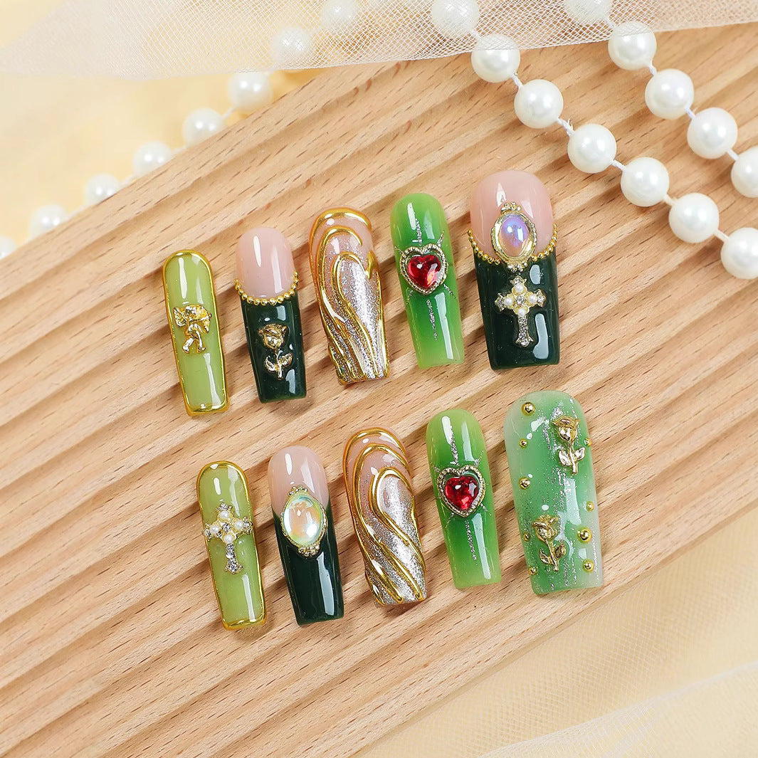 Kunstnagelset mit glamourosem Kristall- und floralem Design Brehn
