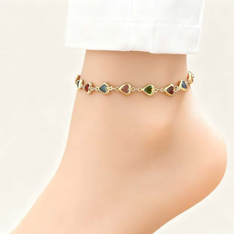 Herzförmiger Edelstein Charm-Armband Brehn
