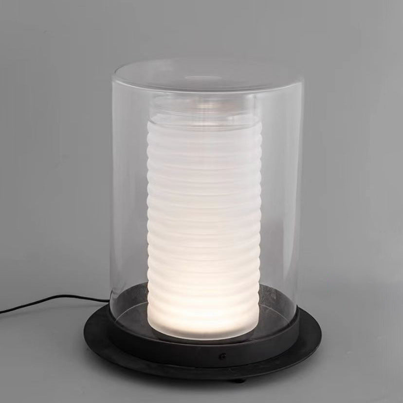 Zeitgenössische Tischlampe mit strukturiertem Glas-Schirm