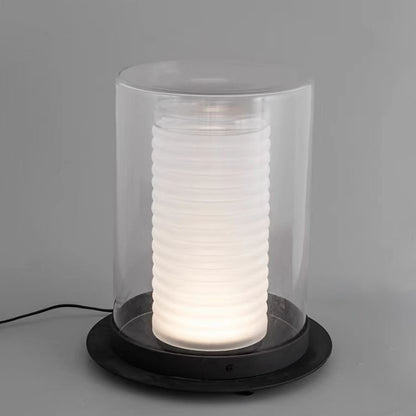 Zeitgenössische Tischlampe mit strukturiertem Glas-Schirm