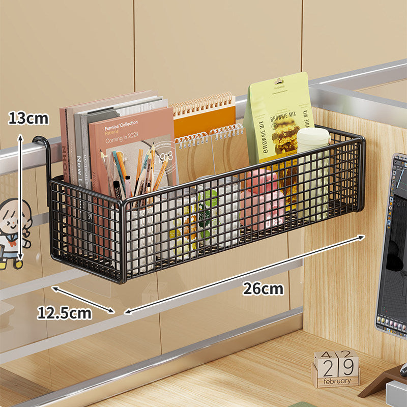 Schreibtisch-Rail-Montierter Netz-Organizer-Korb mit Haken