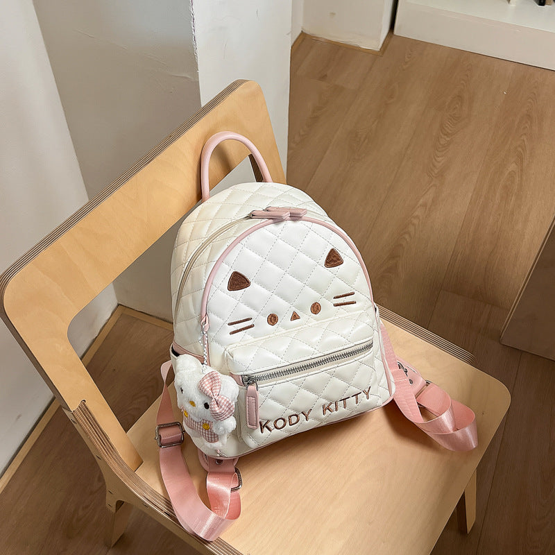 Süßer, gesteppten Katzenkopf Mini Schulrucksack