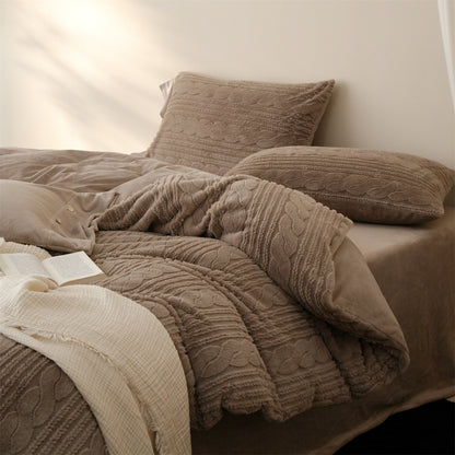 Luxuriöses strukturreiches Chenille-Kuschelbettwäscheset