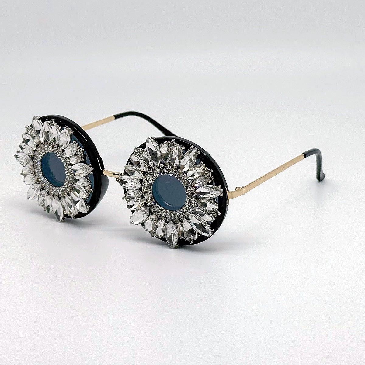 Damen Glamouröse Sonnenbrille mit floralem Kristallrahmen Brehn