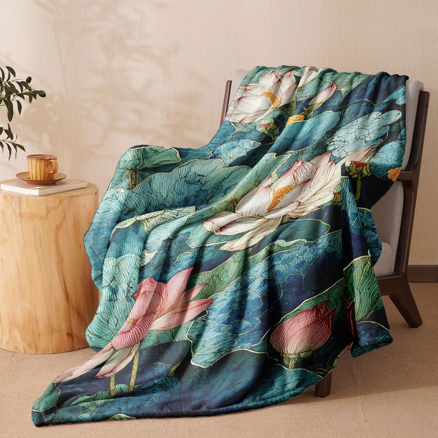 Künstlerische Blumenmuster-Fleece-Decke