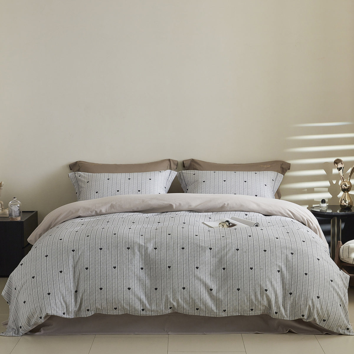 Ombre gestreiftes Baumwollsatin Bettbezug-Set