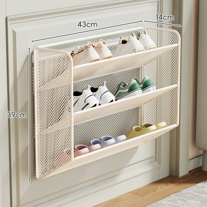 Wandmontierter Klappnetz-Schuhregal-Organizer für schlanke Eingänge