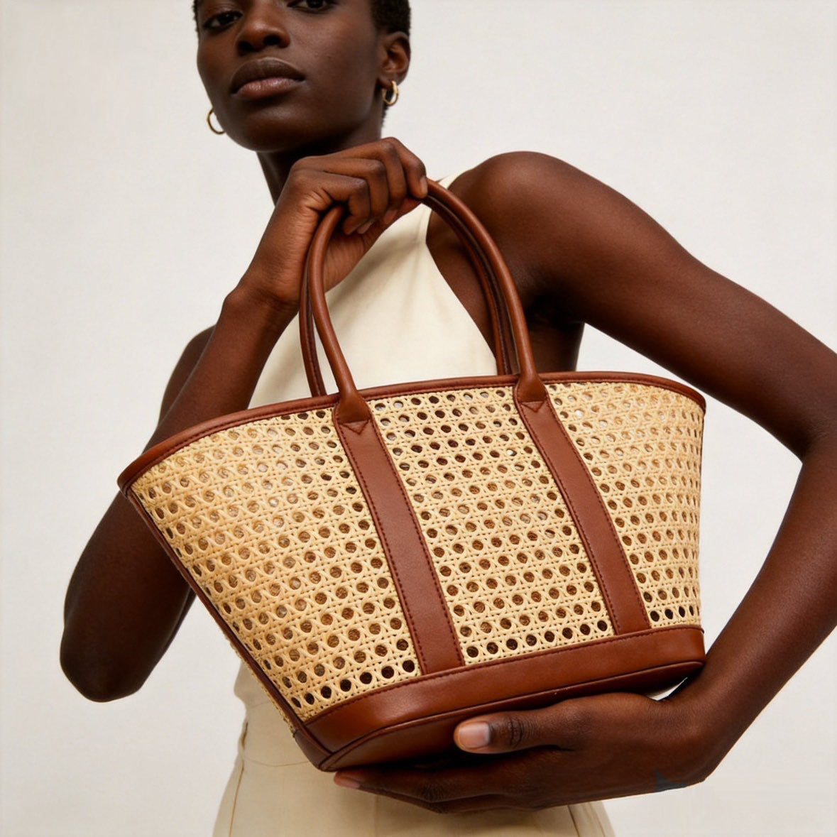 Elegante Geflochtene Rattan Tote Bag
