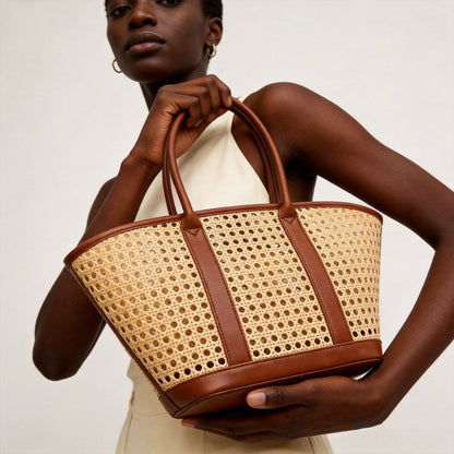 Elegante Geflochtene Rattan Tote Bag