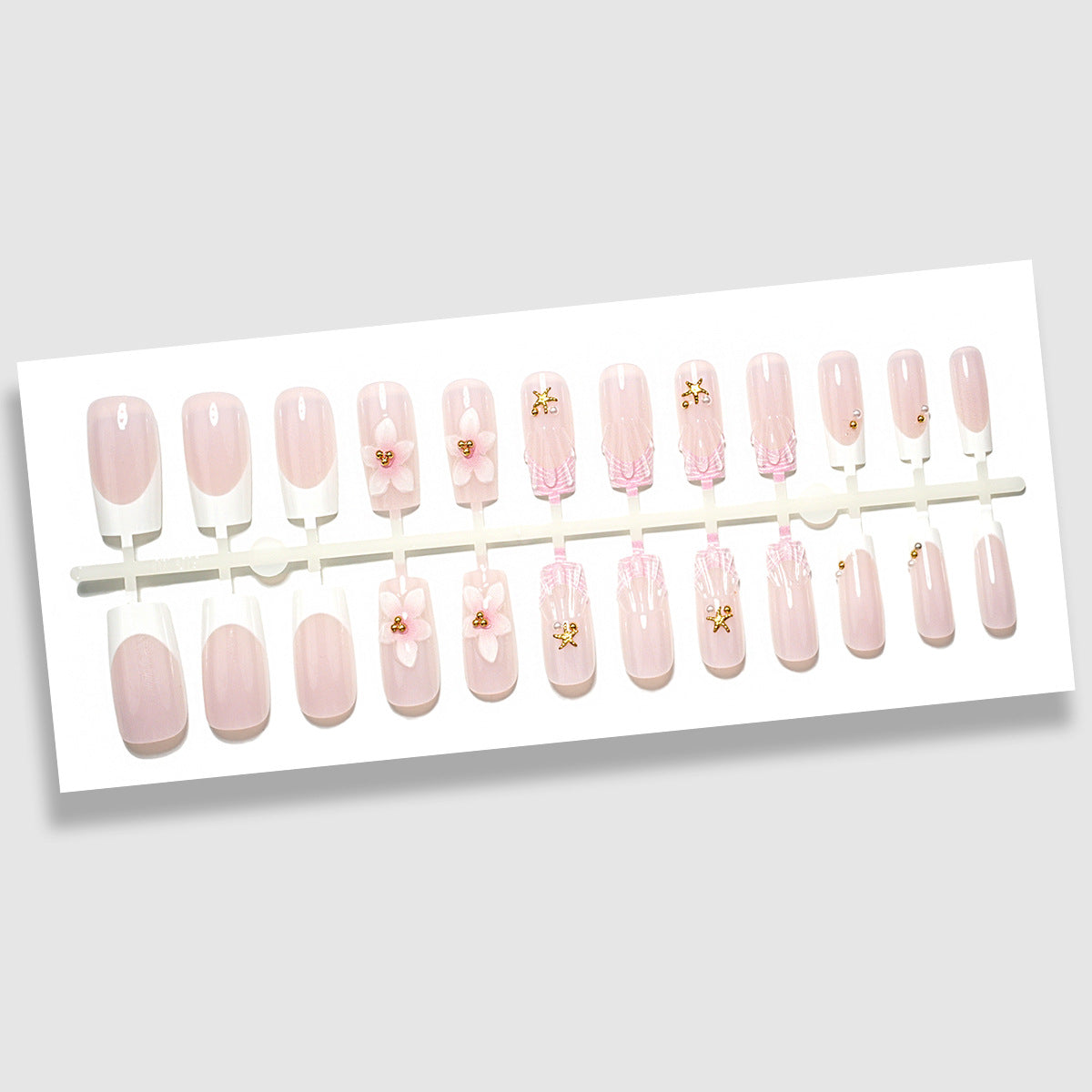 Künstlerisches Press-On-Nagel-Set mit Gel und Nagelfeile