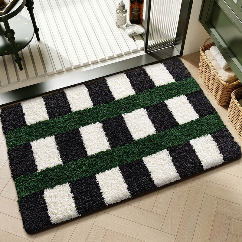 Plüschstrukturiertes Zickzack-Badezimmermatte Brehn