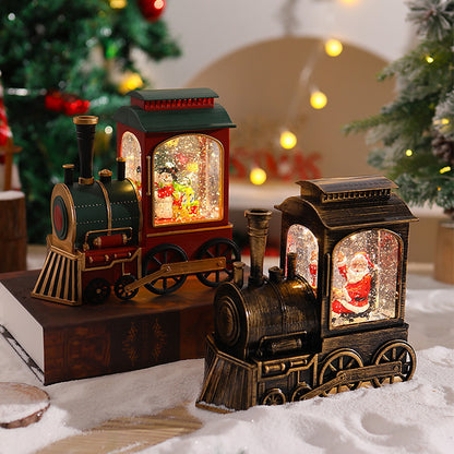 Nostalgische Weihnachtszug-Laterne mit beweglichem Weihnachtsmann Brehn