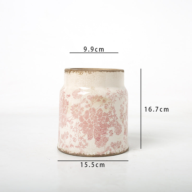 Deko Blumentopf mit floraler Verzierung Brehn