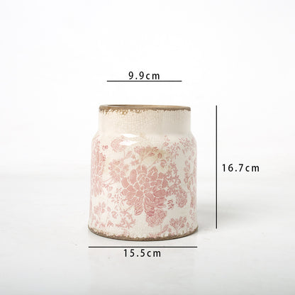 Deko Blumentopf mit floraler Verzierung Brehn