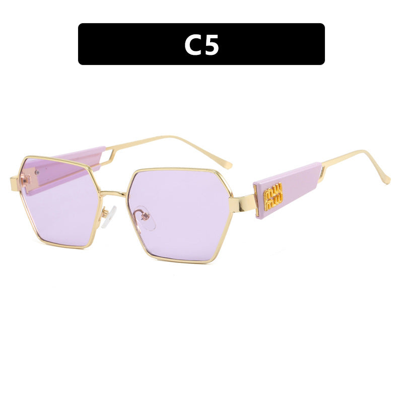 Damen hexagonale Sonnenbrille mit elegantem Metallrahmen und schützenden Gläsern Brehn