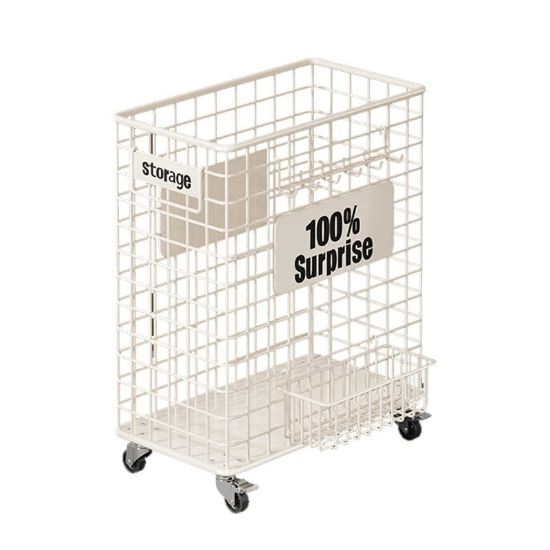 Vertikaler rollender Mesh-Aufbewahrungswagen mit feststellbaren Rollen und vorderem Zugangskorb