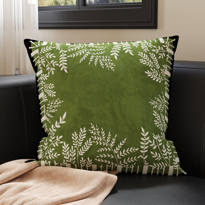 Botanical Microfiber Suede Throw Pillow Cover with Hidden Zipper