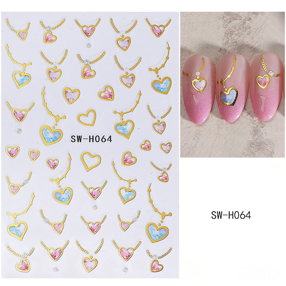 Herzförmige Nagelkunst Aufkleberblatt