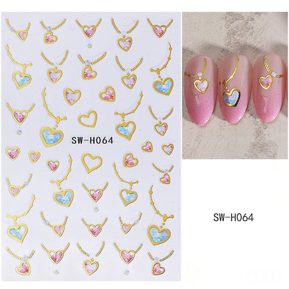 Herzförmige Nagelkunst Aufkleberblatt