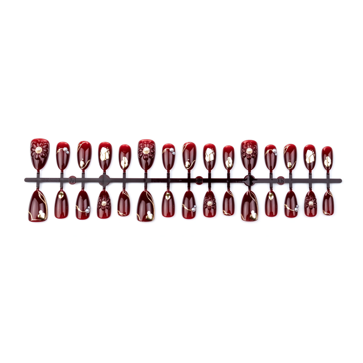 Blumenverzierte Press-On-Nagelset Brehn