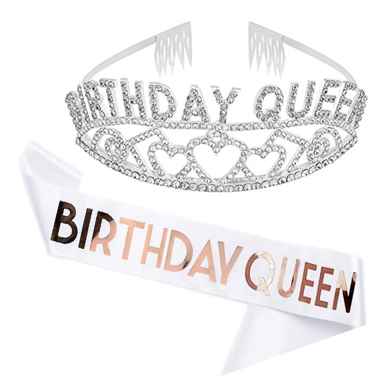 Damen Funkelndes Tiara- und Schärpen-Set Brehn