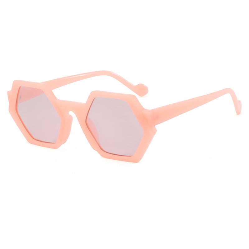 Damen hexagonale Katzenaugen-Sonnenbrille mit urbanem Leopardenmuster Brehn
