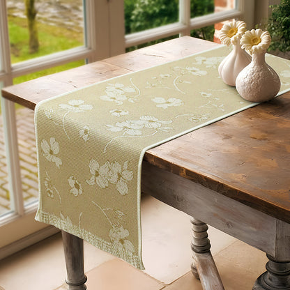 Gewebter Tischläufer mit floralem Jacquardmuster und Fransensaum Brehn