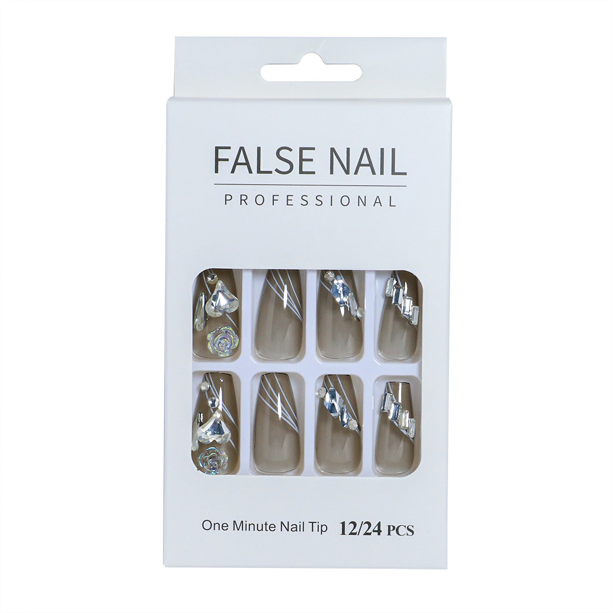 Dekorativer Press-On-Nagelset mit 3D-Akzenten Brehn