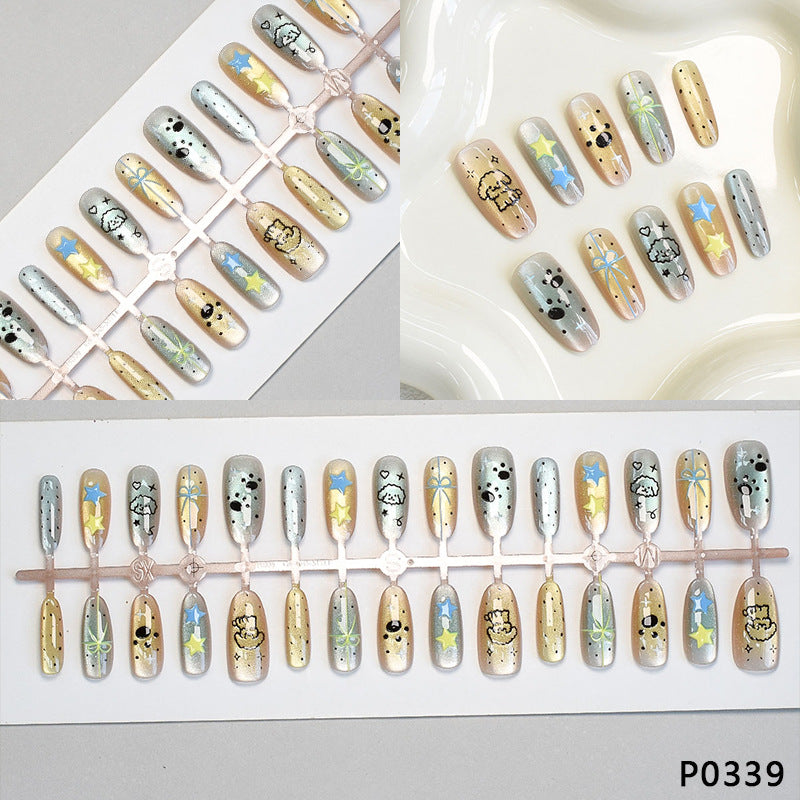Verspielte Tier-Themen Presse-On Nagelkunst Brehn
