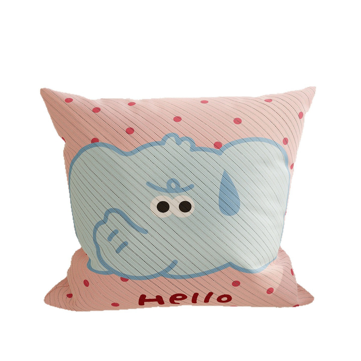 Decorative Throw Pillow with Playful Cloud Elephant Illustration and Textured Knit Cover