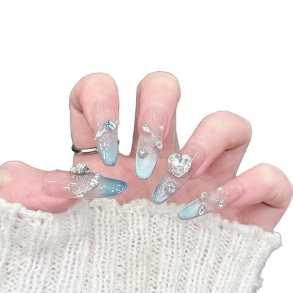 Künstlerisches 3D-Juwel-betontes Press-On-Nagelset Brehn