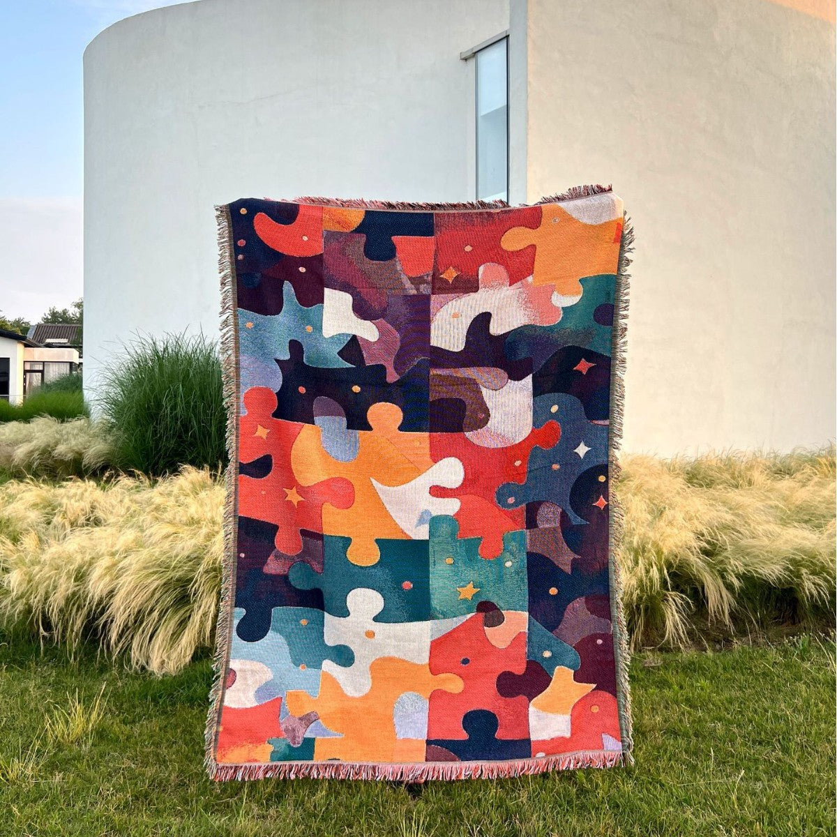 Puzzle-muster gewebte Wurfdecke