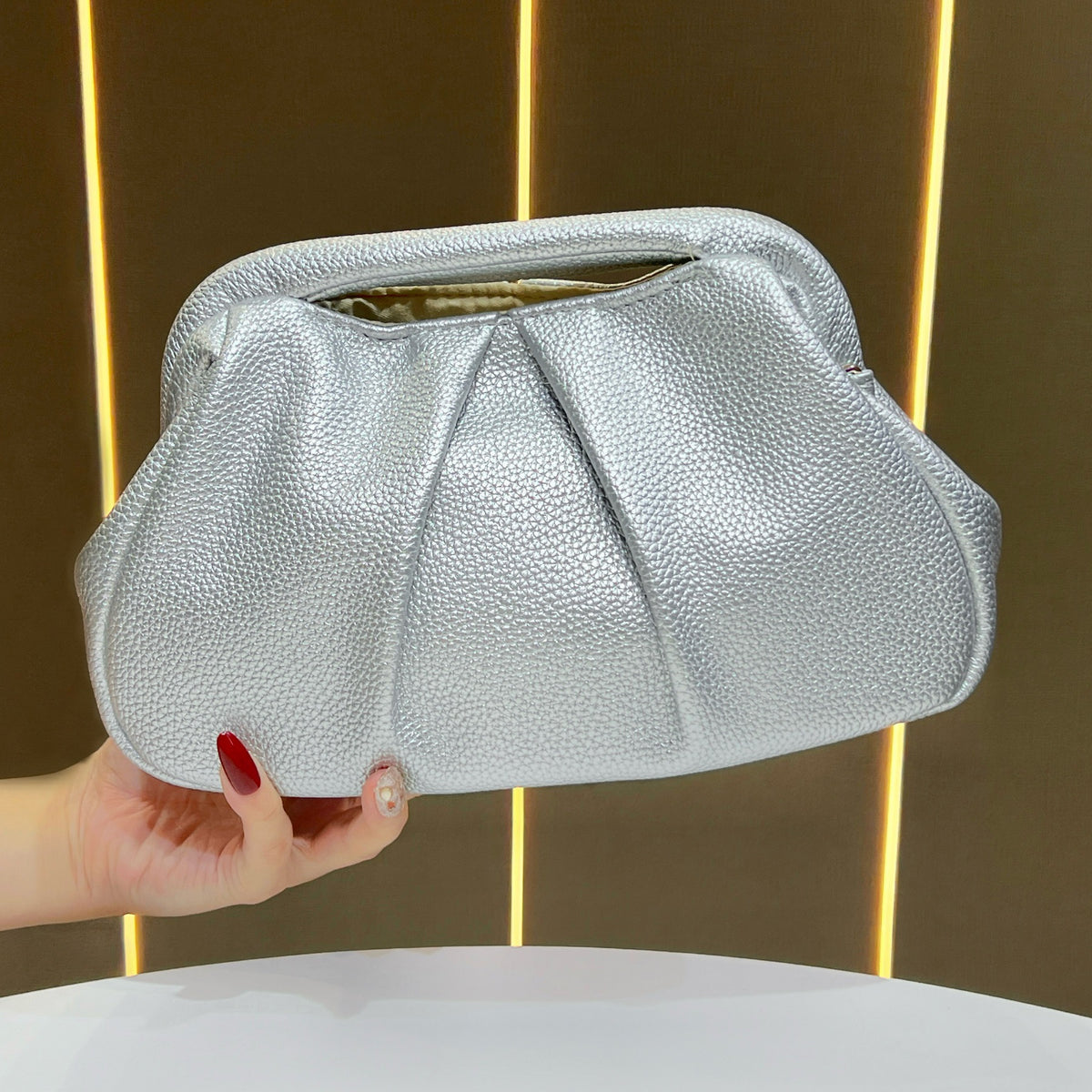 Metallic Texturiertes Abend Clutch
