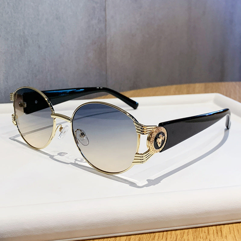 Damen elegante Sonnenbrille mit luxuriösem Metallrahmen und verspiegelten Gläsern Brehn