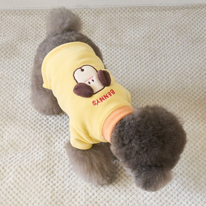 Plüsch-Fleece-Hundepullover mit gesticktem Affenpatch