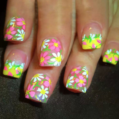 Blumenmuster Druck-auf Nagelkunst