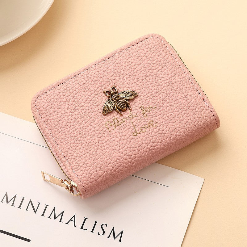 Designer Bee-Beschmückte Leder Reißverschluss-Wallet Brehn