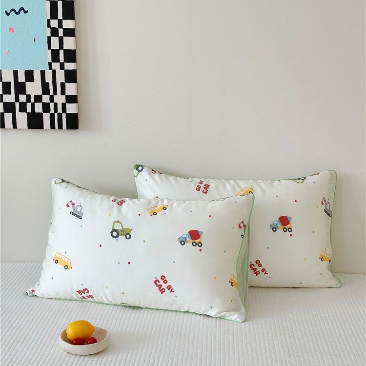Kinder-Kissenbezug-Set aus Baumwollsatin mit Panda-Print und kariertem Design Brehn