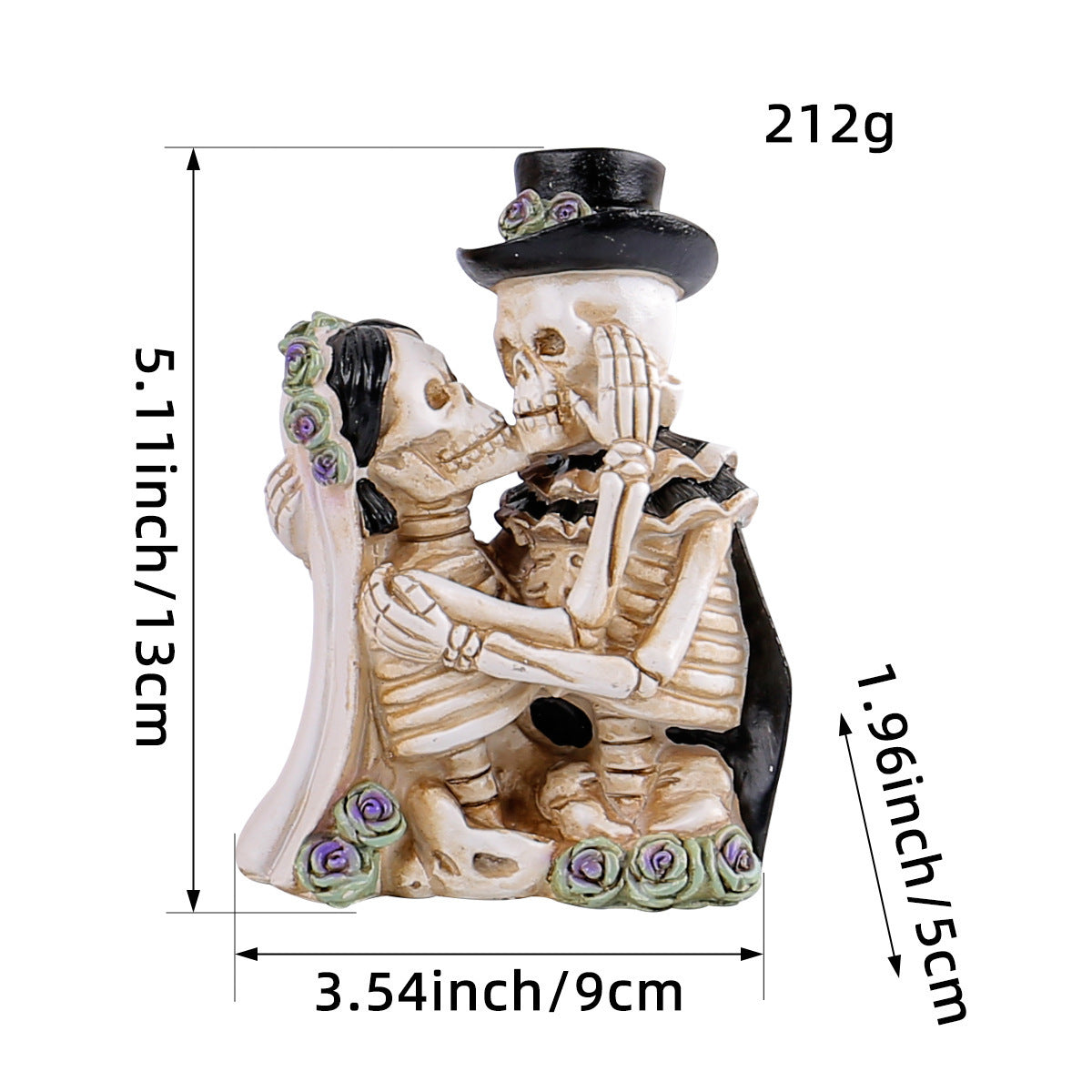 Detaillierte Resin-Halloween-Dekofigur Skelett mit Kontrabass